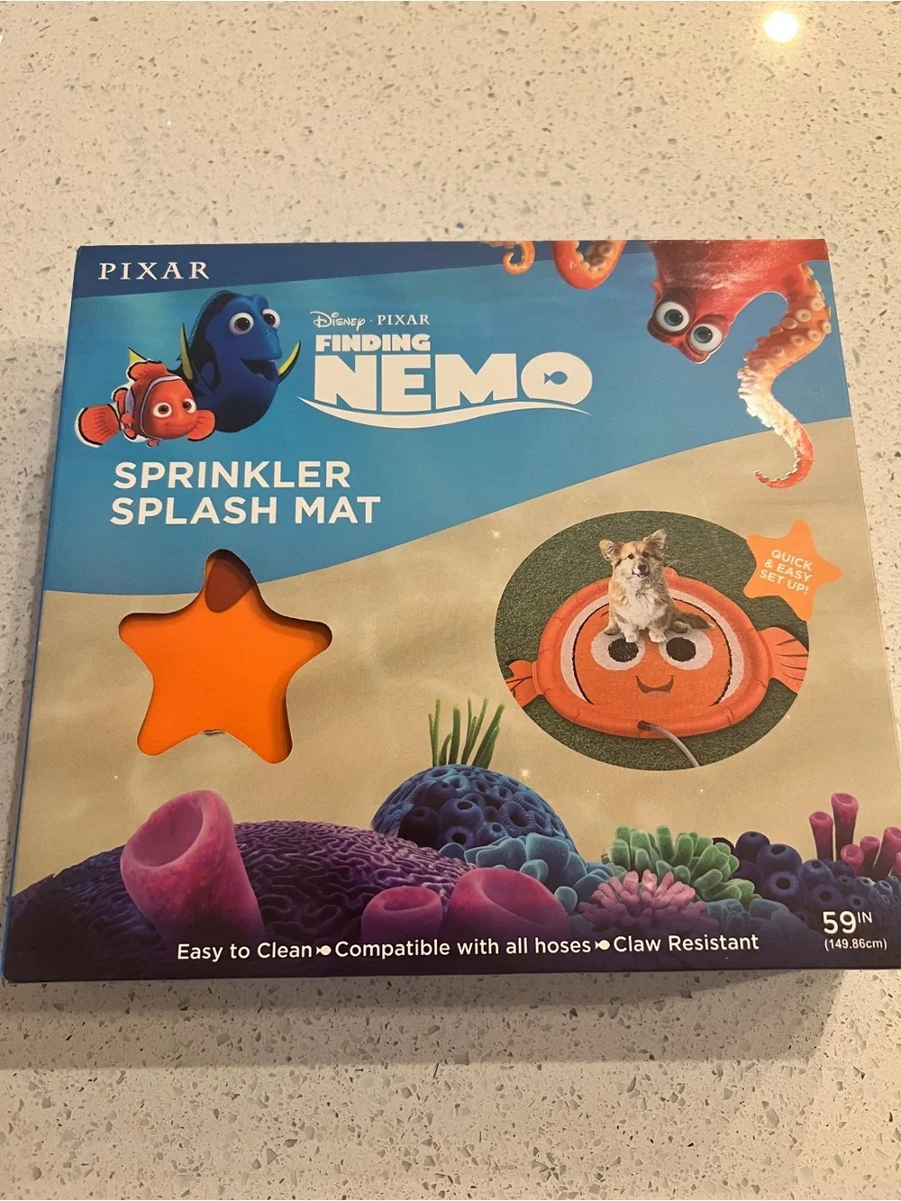 Disney Finding Nemo Blue and Orange Sprinkler Splash Mat for dogs